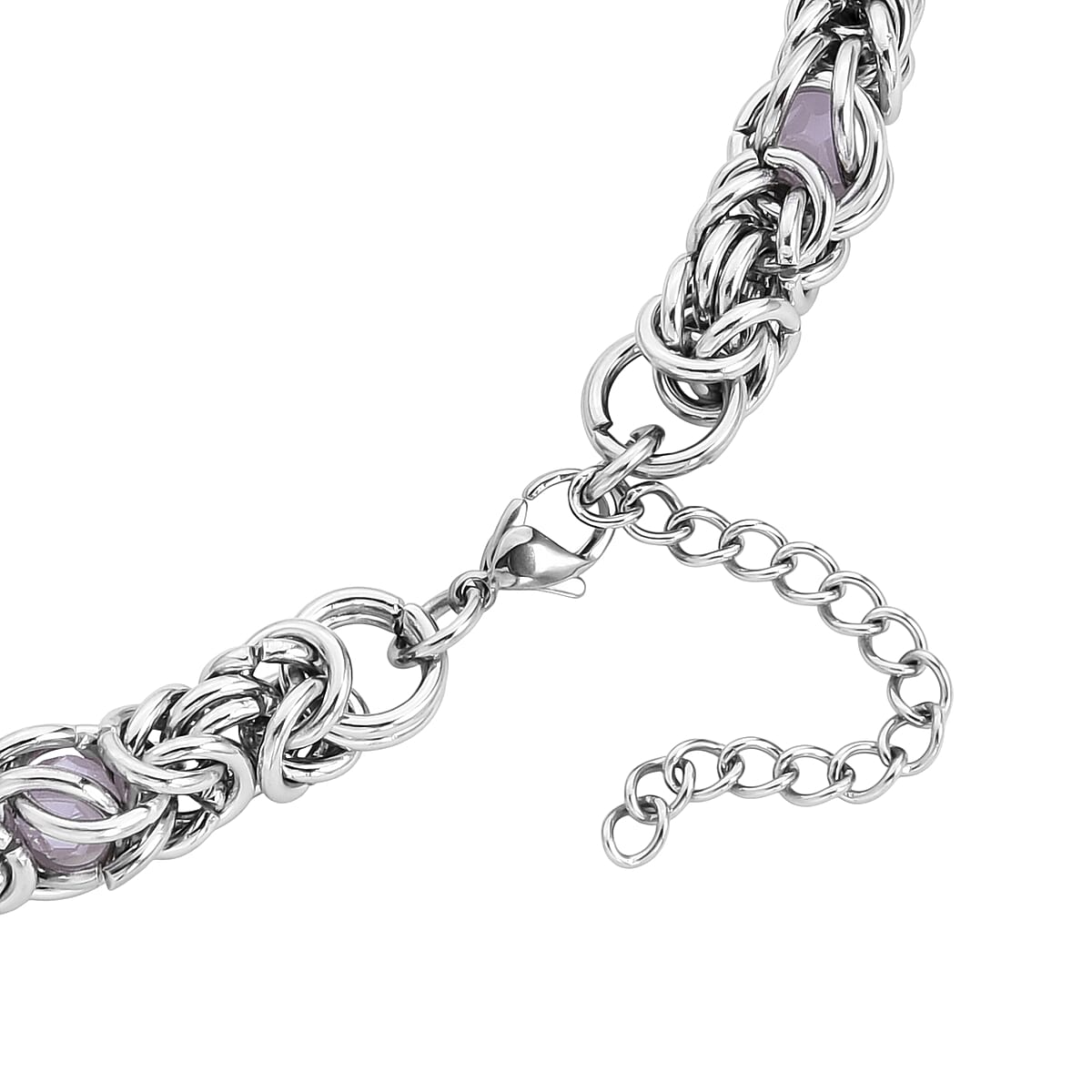 Pink Magic Color Glass Necklace in Stainless Steel 20-22 Inches image number 5