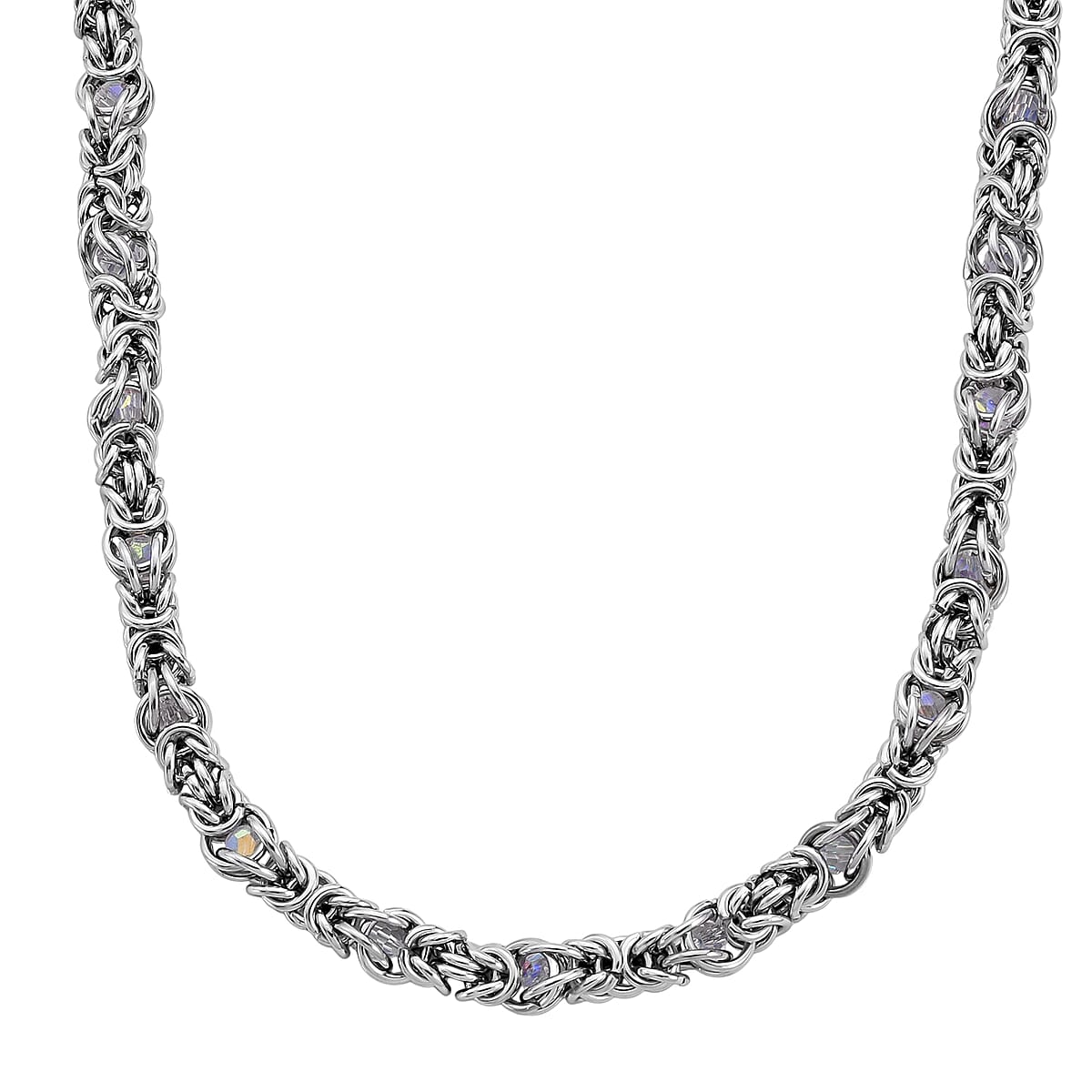 White Magic Color Glass Interlock Weave Chain Necklace in Stainless Steel 20-22 Inches image number 0