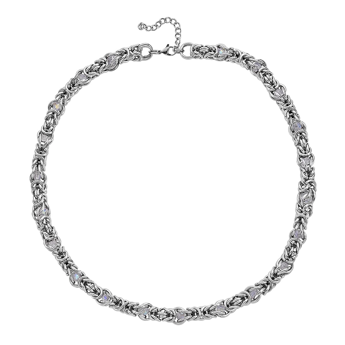 White Magic Color Glass Interlock Weave Chain Necklace in Stainless Steel 20-22 Inches image number 3
