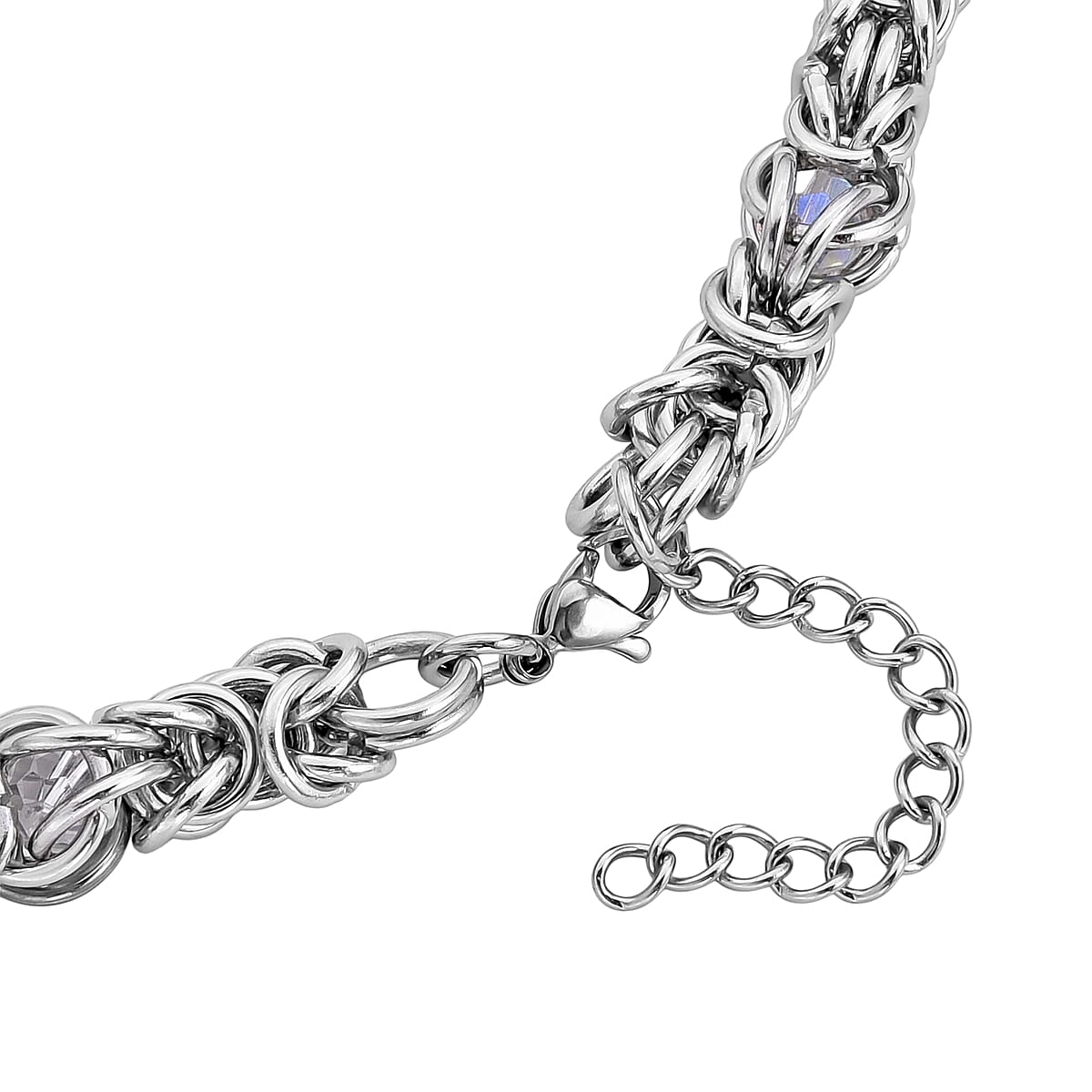 White Magic Color Glass Interlock Weave Chain Necklace in Stainless Steel 20-22 Inches image number 5