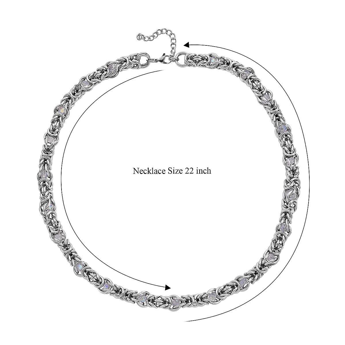 White Magic Color Glass Interlock Weave Chain Necklace in Stainless Steel 20-22 Inches image number 6