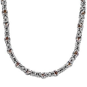 Champagne Magic Color Glass Interlock Weave Chain Necklace in Stainless Steel 20-22 Inches