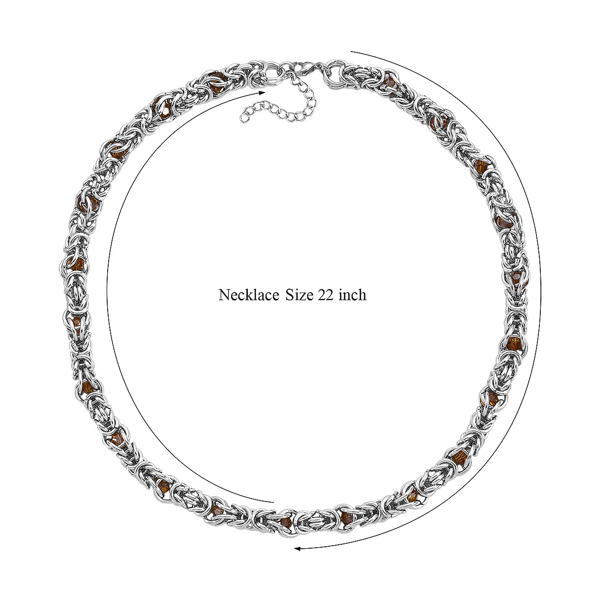 Champagne Magic Color Glass Interlock Weave Chain Necklace in Stainless Steel 20-22 Inches image number 6