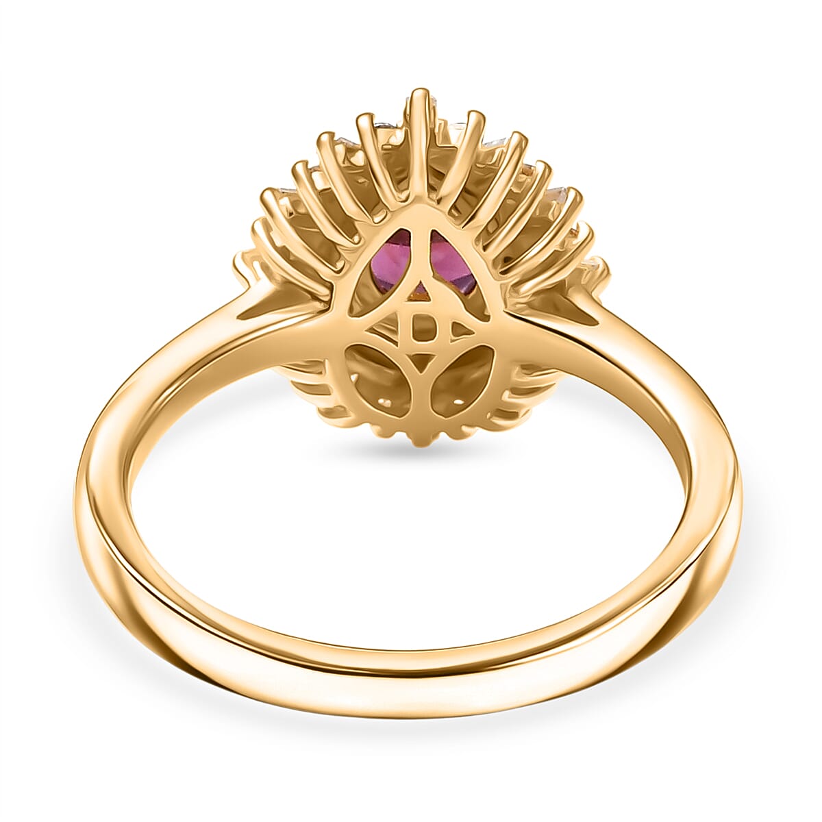 D'Joy AAA Radiant Ember Garnet and White Zircon 1.60 ctw Ring in 18K Vermeil Yellow Gold Over Sterling Silver (Size 7.0) image number 4