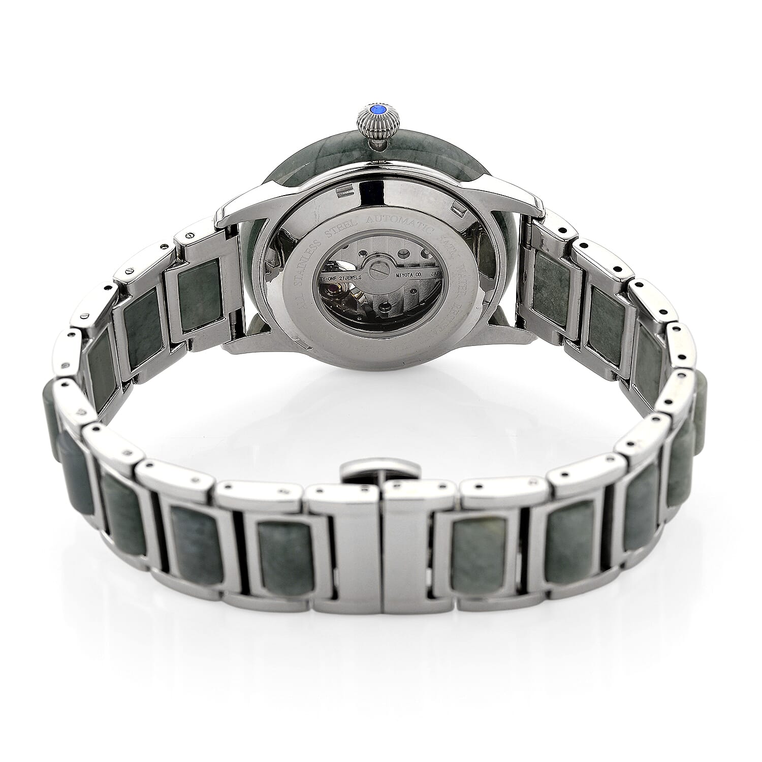 Classic Succession Olmec Jadeite Japanese Movement Watch in Stainless Steel 80.00 ctw