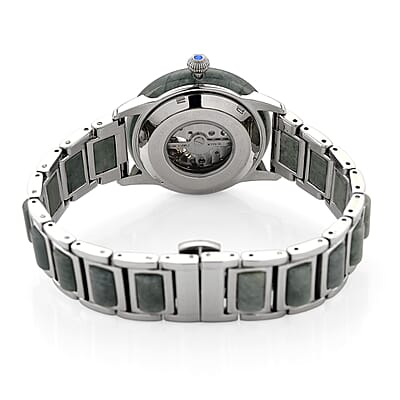 Classic Succession Olmec Jadeite Japanese Movement Watch in Stainless Steel 80.00 ctw