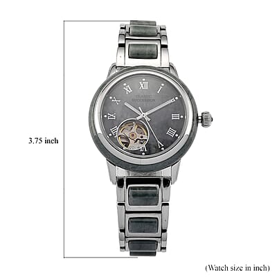 Classic Succession Olmec Jadeite Japanese Movement Watch in Stainless Steel 80.00 ctw