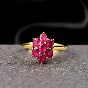 EverTrue Niassa Ruby Floral Ring in 18K YG Plated 2.00 ctw (Size 10.0)