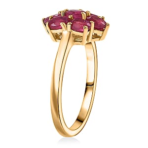 EverTrue Niassa Ruby Floral Ring in 18K YG Plated 2.00 ctw (Size 10.0)
