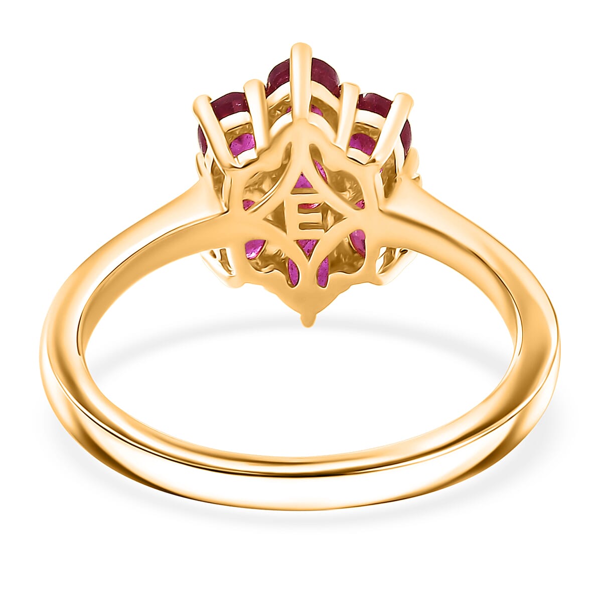 EverTrue Niassa Ruby Floral Ring in 18K YG Plated 2.00 ctw (Size 10.0)