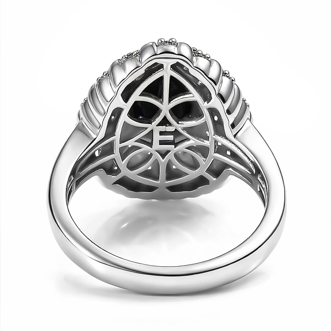 EverTrue Thai Black Spinel and White Zircon 2.75 ctw Midnight Crown Ring in Platinum Bond (Size 6.0)