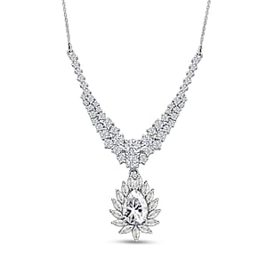 Doorbuster D'Joy Moissanite 4.90 ctw Blooming Lotus Necklace in Rhodium Over Sterling Silver 18-20 Inches