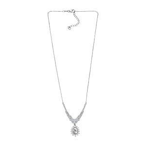 Doorbuster D'Joy Moissanite 4.90 ctw Blooming Lotus Necklace in Rhodium Over Sterling Silver 18-20 Inches