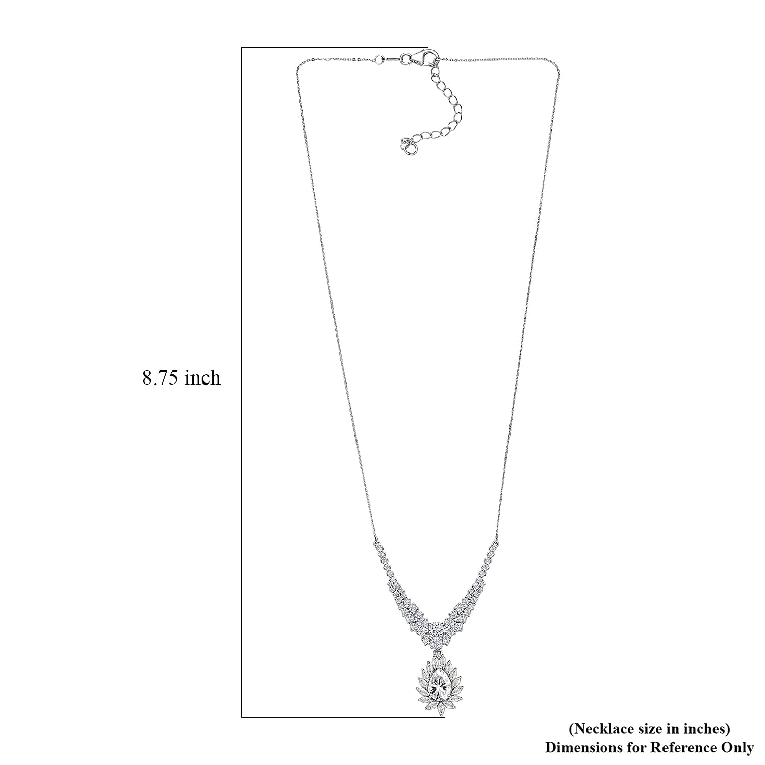 D'Joy Moissanite 4.90 ctw Blooming Lotus Necklace in Rhodium Over Sterling Silver 18-20 Inches