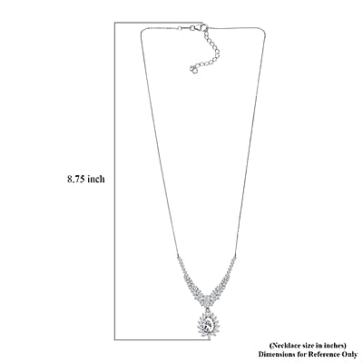 D'Joy Moissanite 4.90 ctw Blooming Lotus Necklace in Rhodium Over Sterling Silver 18-20 Inches
