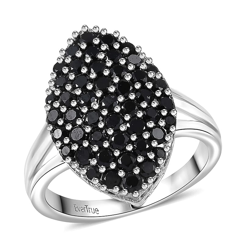 EverTrue Thai Black Spinel 2.20 ctw Midnight Canopy Ring in Platinum Bond (Size 10.0)