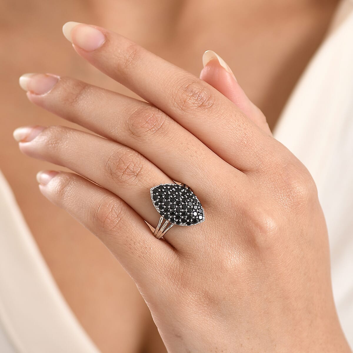 EverTrue Thai Black Spinel 2.20 ctw Midnight Canopy Ring in Platinum Bond (Size 10.0) image number 2