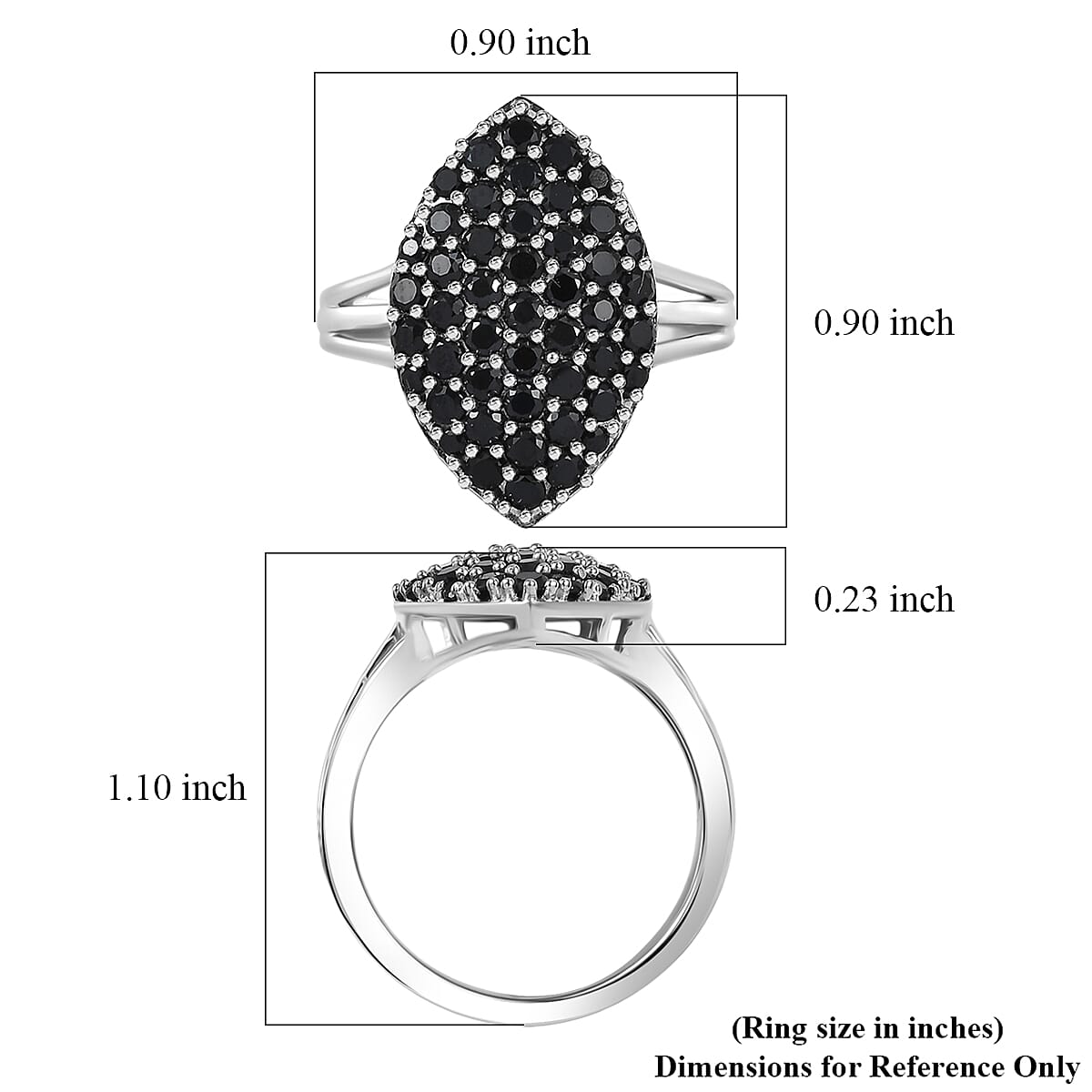 EverTrue Thai Black Spinel 2.20 ctw Midnight Canopy Ring in Platinum Bond (Size 10.0)