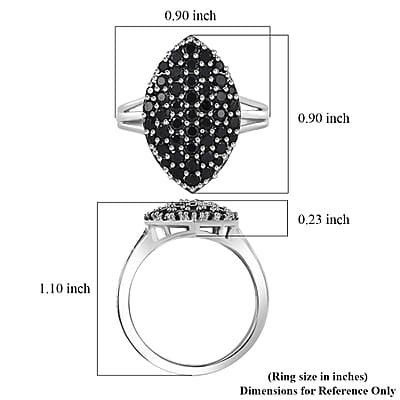 EverTrue Thai Black Spinel 2.20 ctw Midnight Canopy Ring in Platinum Bond (Size 10.0)