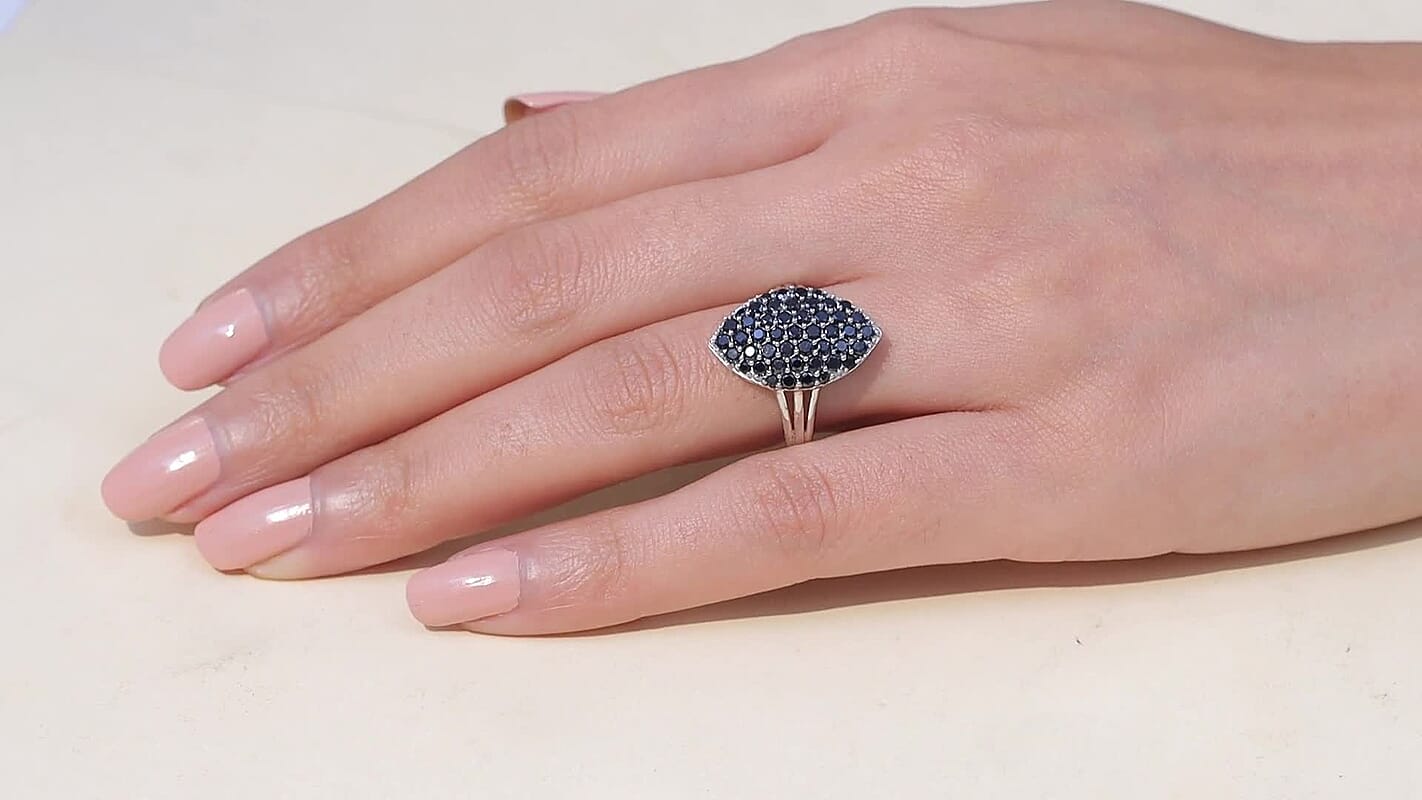 EverTrue Thai Black Spinel Midnight Canopy Ring in Platinum Bond (Size 10.0) 2.20 ctw