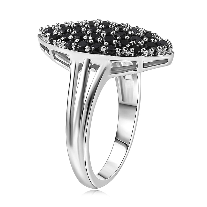 EverTrue Thai Black Spinel 2.20 ctw Midnight Canopy Ring in Platinum Bond (Size 5.0)