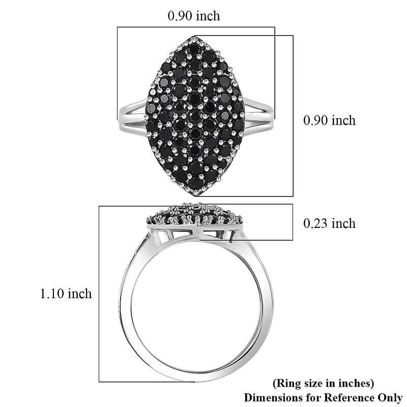 EverTrue Thai Black Spinel 2.20 ctw Midnight Canopy Ring in Platinum Bond (Size 5.0)