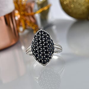 EverTrue Thai Black Spinel 2.20 ctw Midnight Canopy Ring in Platinum Bond (Size 7.0)
