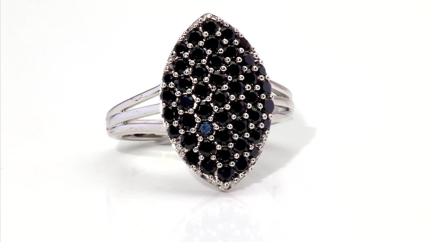 EverTrue Thai Black Spinel Midnight Canopy Ring in Platinum Bond (Size 10.0) 2.20 ctw