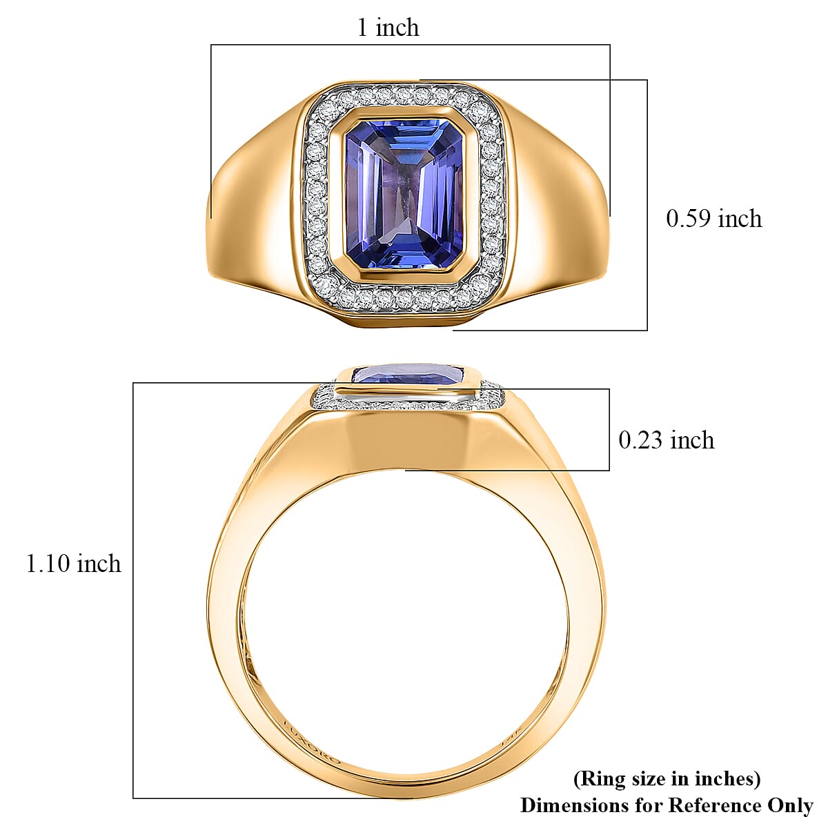 Doorbuster Luxoro Premium Tanzanite and Diamond I2 2.90 ctw Crowned Titan Men's Ring in 14K Yellow Gold (Size 10.0) 7.55 Grams (Del. in 5-7 Days)  image number 4