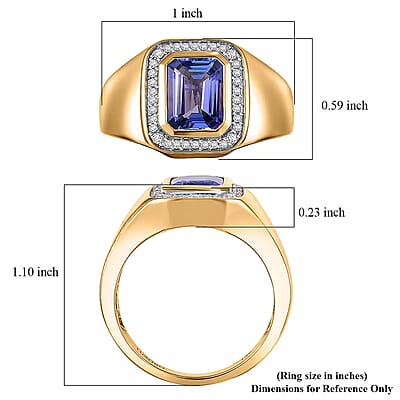 Luxoro Premium Tanzanite, Diamond Halo Men's Ring in 14K Yellow Gold 2.90 ctw (Size 10.0)