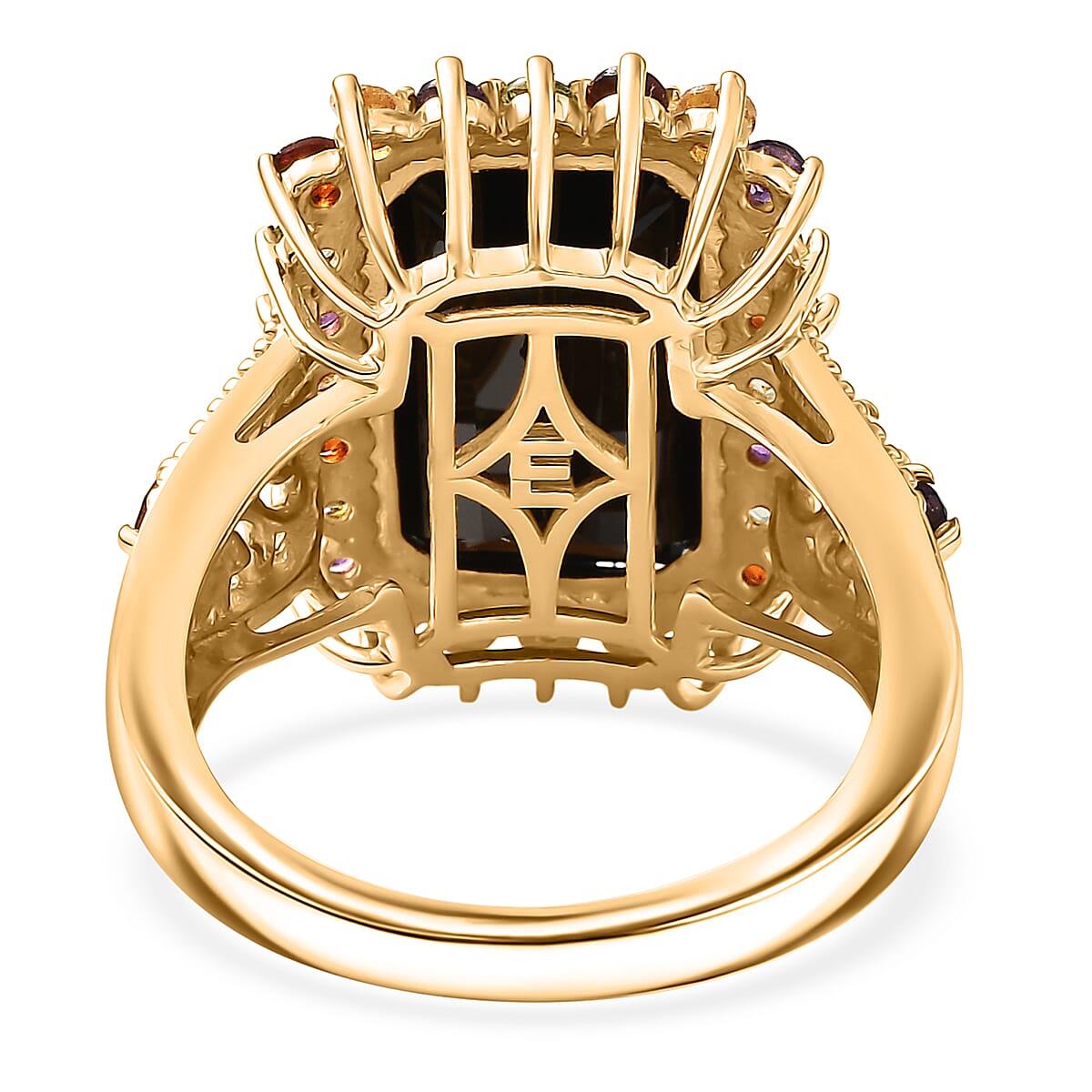 EverTrue Thai Black Spinel and Multi Gemstone 11.50 ctw Night Bloom Ring in 18K YG Plated (Size 11.0) (Del. in 7-10 Days) image number 4