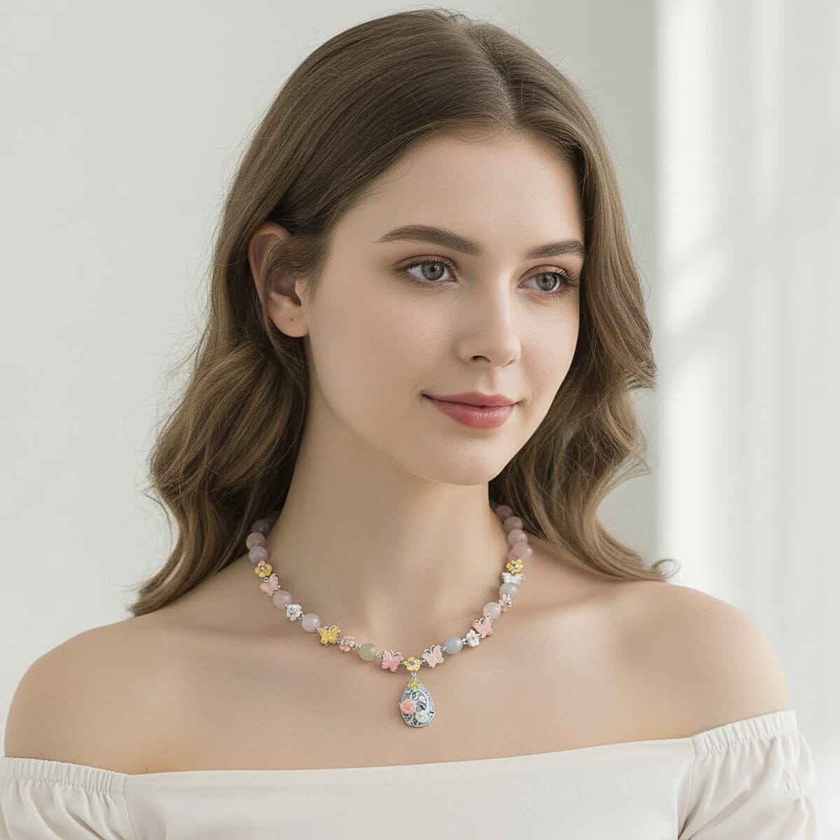 D'Joy Mangoro Aquamarine, Multi Gemstone Necklace in Rhodium Over Sterling Silver 145.40 ctw (20 Inches) image number 2