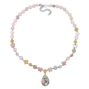 D'Joy Mangoro Aquamarine, Multi Gemstone Necklace in Rhodium Over Sterling Silver 145.40 ctw (20 Inches)