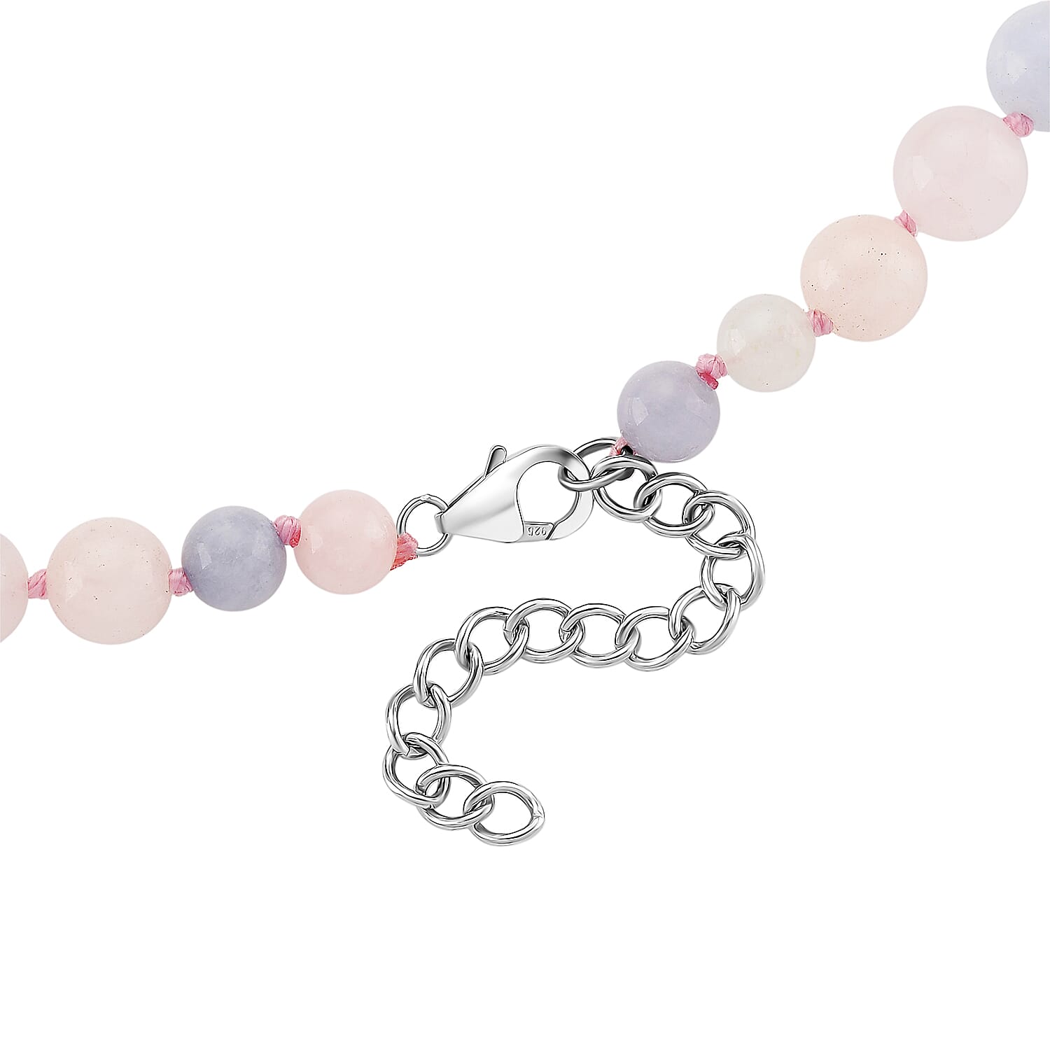 D'Joy Mangoro Aquamarine, Multi Gemstone Necklace in Rhodium Over Sterling Silver 145.40 ctw (20 Inches)