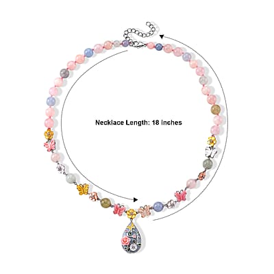D'Joy Jarding Collection Mangoro Aquamarine, Multi Gemstone Necklace in Rhodium Over Sterling Silver 145.40 ctw (20 Inches)