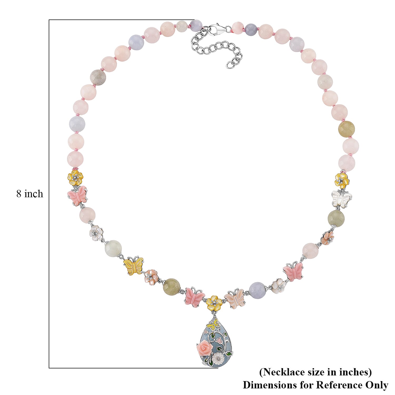 D'Joy Mangoro Aquamarine, Multi Gemstone Necklace in Rhodium Over Sterling Silver 145.40 ctw (20 Inches)