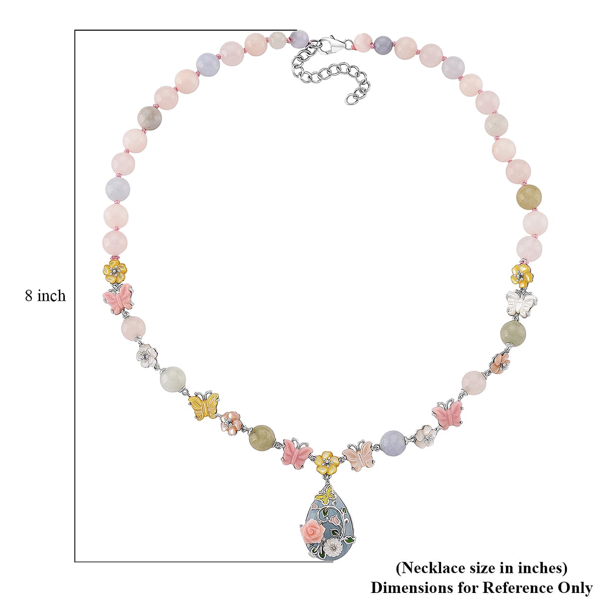 D'Joy Mangoro Aquamarine, Multi Gemstone Necklace in Rhodium Over Sterling Silver 145.40 ctw (20 Inches) image number 6