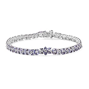 Doorbuster EverTrue Tanzanite 6.80 ctw Whispers of Royal Vines Bracelet in Platinum Bond (6.50 In) (Del. in 10-12 Days)