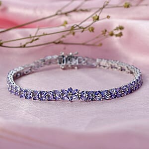 Doorbuster EverTrue Tanzanite 6.80 ctw Whispers of Royal Vines Bracelet in Platinum Bond (6.50 In)