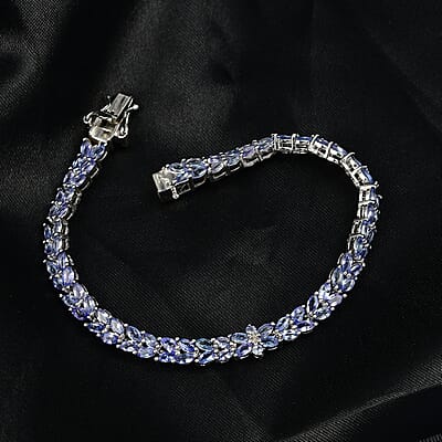  EverTrue Tanzanite 6.35 ctw Whispers of Royal Vines Bracelet in Platinum Bond (6.50 In)