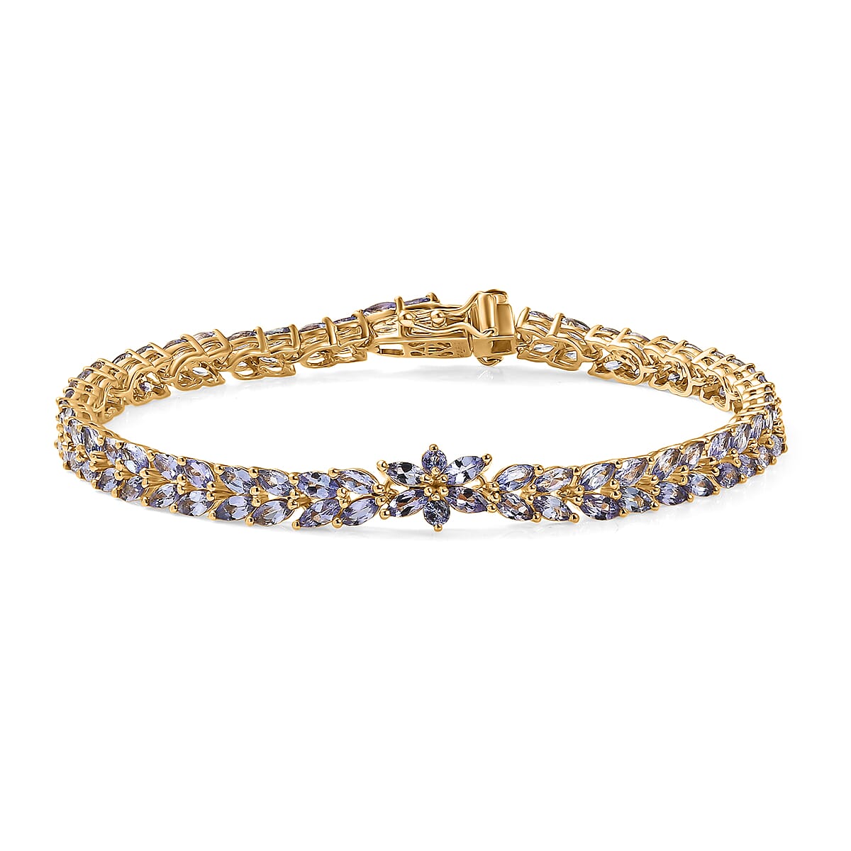  EverTrue Tanzanite 8.00 ctw Whispers of Royal Vines Bracelet in 18K Yellow Gold Plated (7.25 In) image number 0