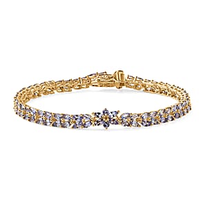  EverTrue Tanzanite 8.00 ctw Whispers of Royal Vines Bracelet in 18K Yellow Gold Plated (7.25 In)