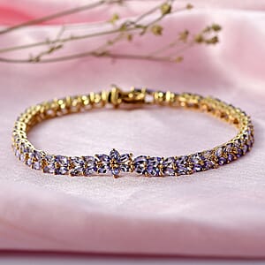  EverTrue Tanzanite 8.00 ctw Whispers of Royal Vines Bracelet in 18K Yellow Gold Plated (7.25 In)