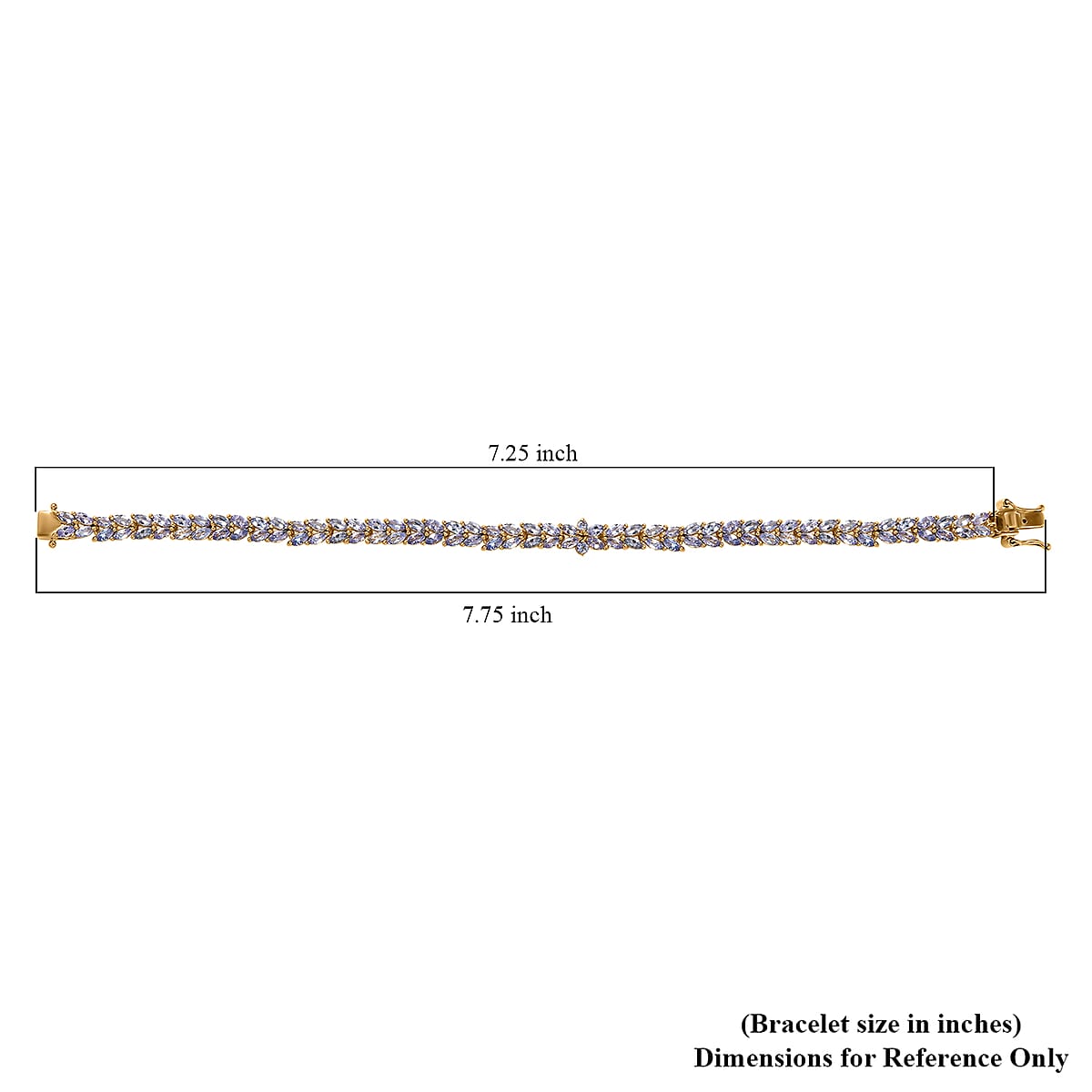  EverTrue Tanzanite 8.00 ctw Whispers of Royal Vines Bracelet in 18K Yellow Gold Plated (7.25 In) image number 4