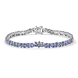  EverTrue Tanzanite 7.80 ctw Whispers of Royal Vines Bracelet in Platinum Bond (8.00 In)