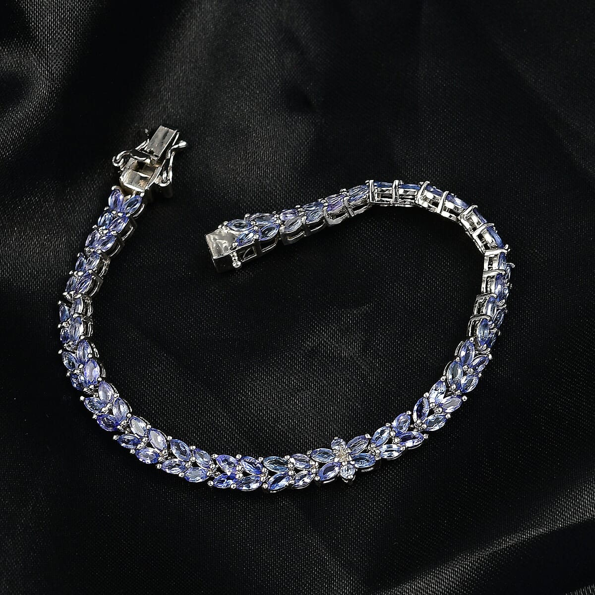  EverTrue Tanzanite 7.80 ctw Whispers of Royal Vines Bracelet in Platinum Bond (8.00 In) image number 1