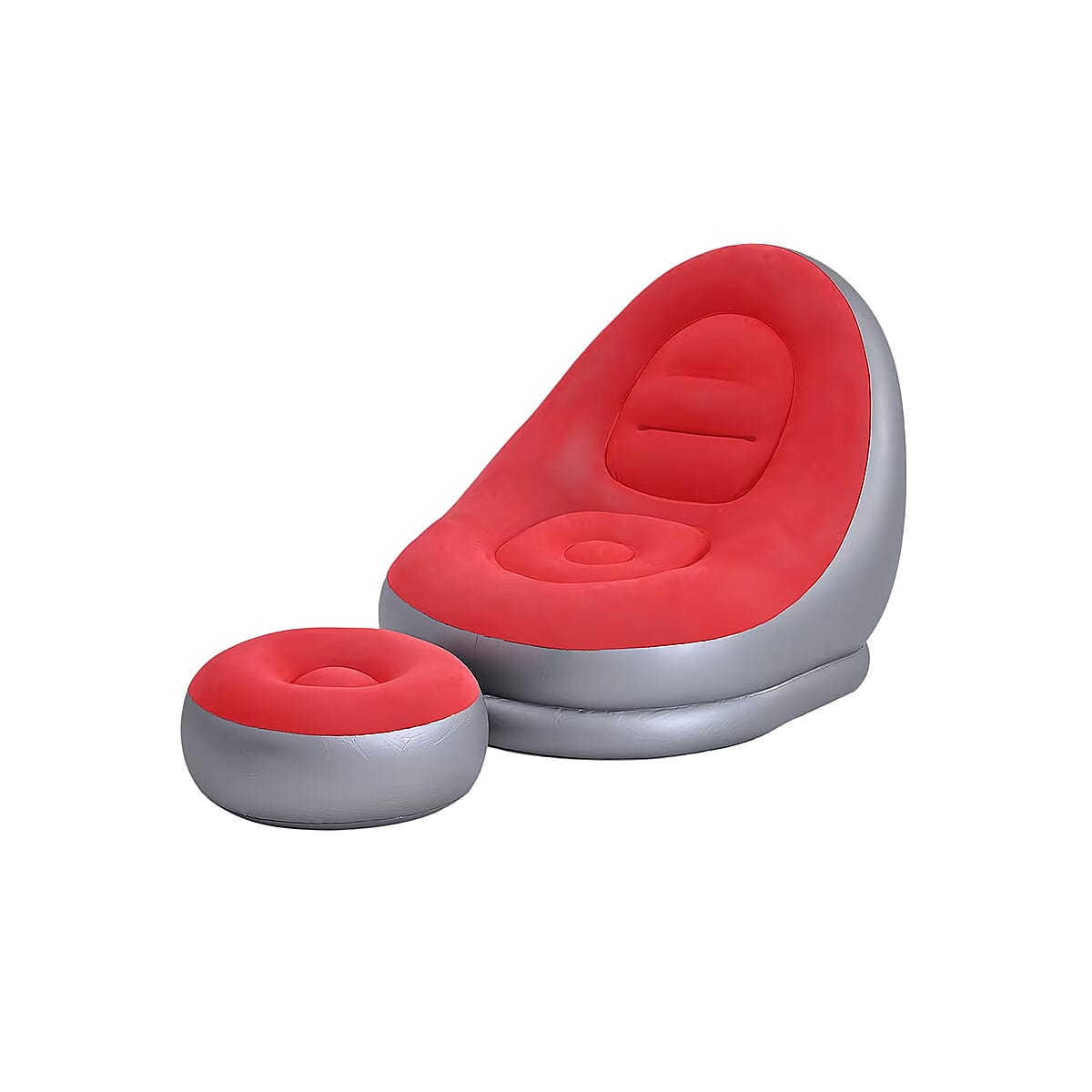 Livmore Inflatable Chair with Ottoman - Red & Silver image number 0