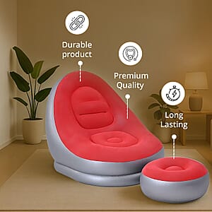 Livmore Inflatable Chair with Ottoman - Red & Silver
