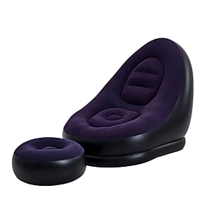 Livmore Inflatable Chair with Ottoman - Purple & Black