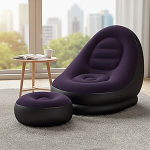 Livmore Inflatable Chair with Ottoman - Purple & Black